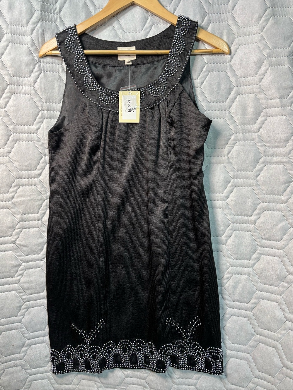 NEW ECI Black Sleeveless Embellished Mini Women’s Dress guest wedding spring 6